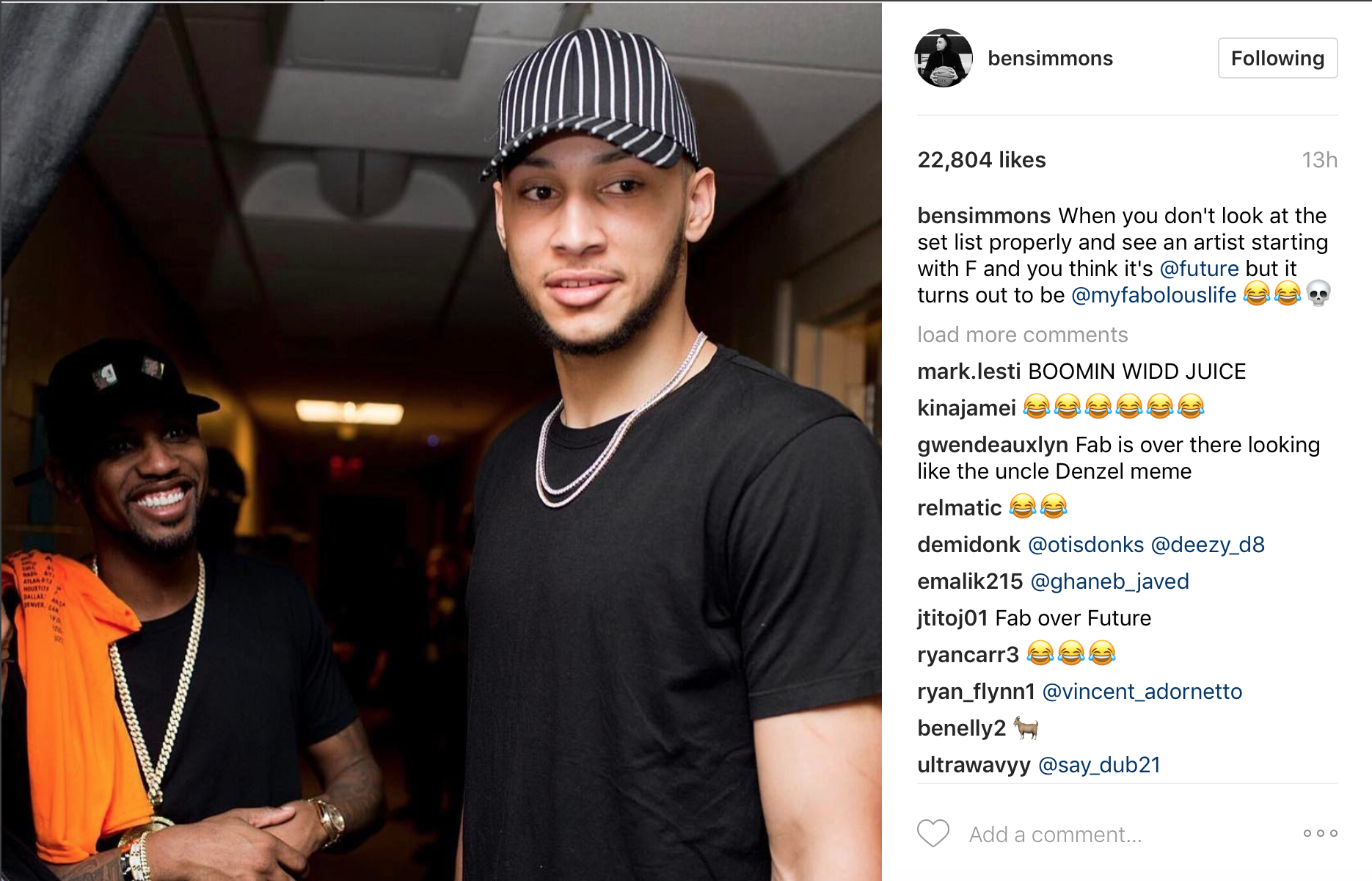 Rapper Fabolous (Knicks Fan) Crushes Ben Simmons On Instagram – PhillyInfluencer.com