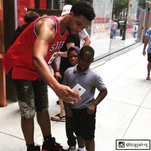 Okafor taking a picture in Center City.