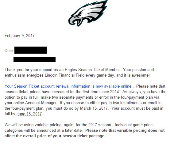 philly eagles season tickets