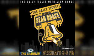Daily Ticket with Sean Brace, weekdays 3 to 6 p.m. on Fox Sports The Gambler. Liberty Bell with a microphone coming out of it.